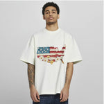 Floral American Flag Map T-shirt/Sweatshirt/Hoodie - Patriotic USA Flowers for 4th of July - a meaningful Independence Day gift