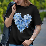 Mother's Day T-Shirt/Sweatshirt/Hoodie: Blue Flower Heart Tee - Lovely Mother's Day Present