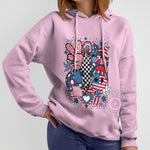 Cute Peace Heart Patriotic Independence Day Hoodie Sweatshirt 4th of July Stars and Stripes Gift