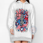 Cute Peace Heart Patriotic Independence Day Hoodie Sweatshirt 4th of July Stars and Stripes Gift