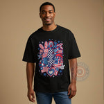 Cute Peace Heart Patriotic Independence Day Hoodie Sweatshirt 4th of July Stars and Stripes Gift