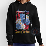 4th of July Patriotic Floral Shirt Hoodie Sweatshirt – Independence Day Freedom Gift for Flower Lovers