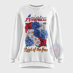 4th of July Patriotic Floral Shirt Hoodie Sweatshirt – Independence Day Freedom Gift for Flower Lovers