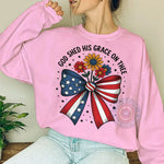 God Shed His Grace On Thee Bow T-shirt/Sweatshirt/Hoodie - Patriotic Floral Independence Day Apparel - Tee Beats
