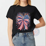 Cute Patriotic Bow Independence Day T-Shirt Hoodie Sweatshirt – 4th of July Fireworks Design Independence Day Gift