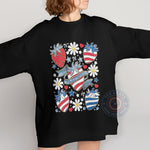Cute Patriotic Strawberry 4th of July Shirt Hoodie Sweatshirt – Floral Stars & Stripes Gift for Independence Day