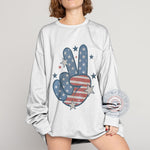 Patriotic Independence Day T-Shirt - Groovy USA Flag Print with Stars for Peace and Freedom