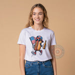 Hot Dog USA Funny Independence Day T-shirt/Sweatshirt/Hoodie with American Flag