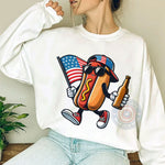 Hot Dog USA Funny Independence Day T-shirt/Sweatshirt/Hoodie with American Flag