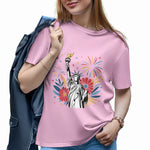 Independence Day Hoodie Sweatshirt T-shirt with Statue of Liberty and Fireworks Art