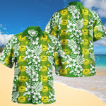 John Deere Green Floral & Deer Motif Aloha Shirt - Farmer Style Summer Button-Up Unisex Hawaii Shirt - 3D All Over Print