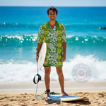 John Deere Green Floral & Deer Motif Aloha Shirt - Farmer Style Summer Button-Up Unisex Hawaii Shirt - 3D All Over Print