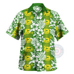 John Deere Green Floral & Deer Motif Aloha Shirt - Farmer Style Summer Button-Up Unisex Hawaii Shirt - 3D All Over Print