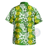 John Deere Green Floral & Deer Motif Aloha Shirt - Farmer Style Summer Button-Up Unisex Hawaii Shirt - 3D All Over Print