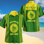 John Deere Green Yellow Farm Themed Aloha Shirt - Outdoor Enthusiast Button-Up Unisex Hawaii Shirt - 3D All Over Print