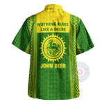 John Deere Green Yellow Farm Themed Aloha Shirt - Outdoor Enthusiast Button-Up Unisex Hawaii Shirt - 3D All Over Print