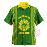John Deere Green Yellow Farm Themed Aloha Shirt - Outdoor Enthusiast Button-Up Unisex Hawaii Shirt - 3D All Over Print
