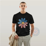 July 4th Daisy T-Shirt Sweatshirt Hoodie - USA Wildflower Pattern Design