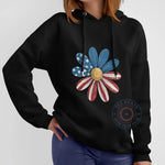 July 4th Daisy T-Shirt Sweatshirt Hoodie - USA Wildflower Pattern Design