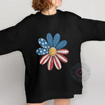 July 4th Daisy T-Shirt Sweatshirt Hoodie - USA Wildflower Pattern Design
