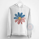 July 4th Daisy T-Shirt Sweatshirt Hoodie - USA Wildflower Pattern Design