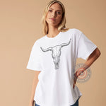 Cowboy Rodeo Long Horn T-Shirt/Sweatshirt/Hoodie - Mother's Day Cow Skull Design, Women's Casual Comfort Top