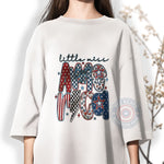 Independence Day Little Miss America Shirt - Cute USA Print with Stars, Lightning & Checkered Bow T-shirt/Sweatshirt/Hoodie