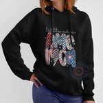 Independence Day Little Miss America Shirt - Cute USA Print with Stars, Lightning & Checkered Bow T-shirt/Sweatshirt/Hoodie