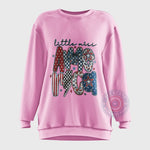 Independence Day Little Miss America Shirt - Cute USA Print with Stars, Lightning & Checkered Bow T-shirt/Sweatshirt/Hoodie