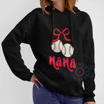 Baseball Mama T-Shirt/Sweatshirt/Hoodie - Cherries & Checkered Bow Graphic, Red Ribbon Details, Unique Mother's Day Gift Idea