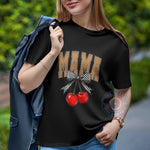 Mama Checkered Bow and Cherries - Mother's Day Tee - Cute and Trendy Mom Style - Perfect for Everyday - T-Shirt Sweatshirt Hoodie Options Available - Soft and Comfortable Fabric