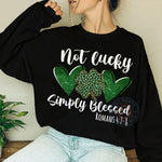 Not Lucky Simply Blessed Hearts Shamrock St. Patrick's Day Christian Apparel T-shirt/Sweatshirt/Hoodie - Father's Day Gift
