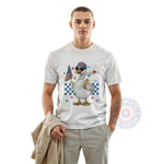 Independence Day Goose T-shirt/Sweatshirt/Hoodie - Red White & Blue Checkered USA Flag & Sunglasses Animal Graphic.
