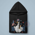 Independence Day Goose T-shirt/Sweatshirt/Hoodie - Red White & Blue Checkered USA Flag & Sunglasses Animal Graphic.