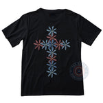 Floral Cross Patriotic T-shirt/Sweatshirt/Hoodie - Red White Blue Flower Faith Design for USA.