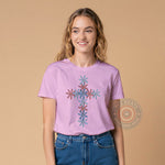 Floral Cross Patriotic T-shirt/Sweatshirt/Hoodie - Red White Blue Flower Faith Design for USA.