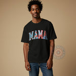 Festive Patriotic 4th of July – Colorful MAMA Letter Design T-shirt, Hoodie, Sweatshirt Inspired by the American Flag, Bold and Stylish