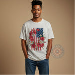 Floral American Flag T-Shirt Sweatshirt Hoodie Independence Day Poppies T-shirt
