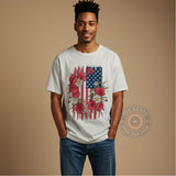 Floral American Flag T-Shirt Sweatshirt Hoodie Independence Day Poppies T-shirt