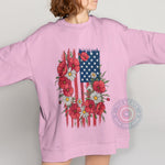 Floral American Flag T-Shirt Sweatshirt Hoodie Independence Day Poppies T-shirt