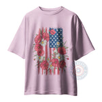 Floral American Flag T-Shirt Sweatshirt Hoodie Independence Day Poppies T-shirt
