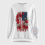 Floral American Flag T-Shirt Sweatshirt Hoodie Independence Day Poppies T-shirt