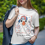 Cute Goose 4th of July Hoodie – T-shirt, hoodie, sweatshirt featuring fireworks and cartoon goose wearing USA hat