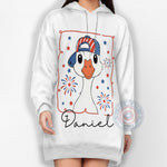 Cute Goose 4th of July Hoodie – T-shirt, hoodie, sweatshirt featuring fireworks and cartoon goose wearing USA hat