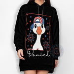 Cute Goose 4th of July Hoodie – T-shirt, hoodie, sweatshirt featuring fireworks and cartoon goose wearing USA hat
