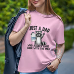 Raccoon Just a Dad Who Always Came Back With the Milk Shirt for Father's Day – Cute Raccoon and Milk Bottle Design – Funny Gift for Dad