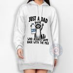 Raccoon Just a Dad Who Always Came Back With the Milk Shirt for Father's Day – Cute Raccoon and Milk Bottle Design – Funny Gift for Dad