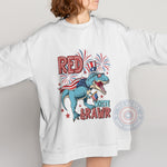 T‑shirt sweatshirt hoodie featuring an American T‑Rex design – a unique gift for celebrating Independence Day on the 4th of July