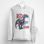 T‑shirt sweatshirt hoodie featuring an American T‑Rex design – a unique gift for celebrating Independence Day on the 4th of July