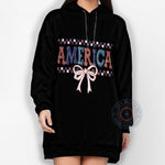 T-shirt sweatshirt hoodie with elegant America white bow pattern – the perfect gift for Independence Day 4th of July